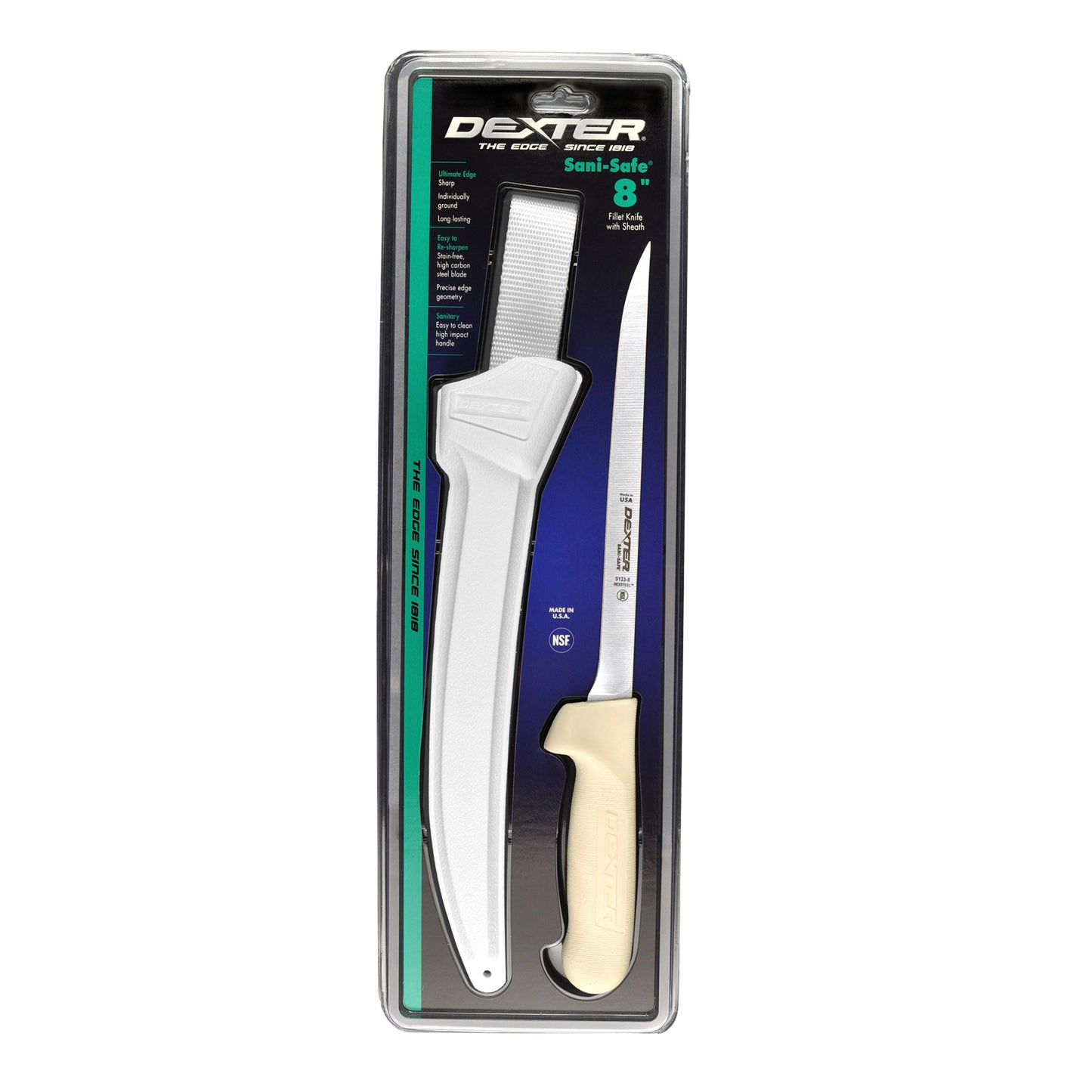 SANI-SAFE® 7"/18cm Narrow Fillet Knife W/Sheath