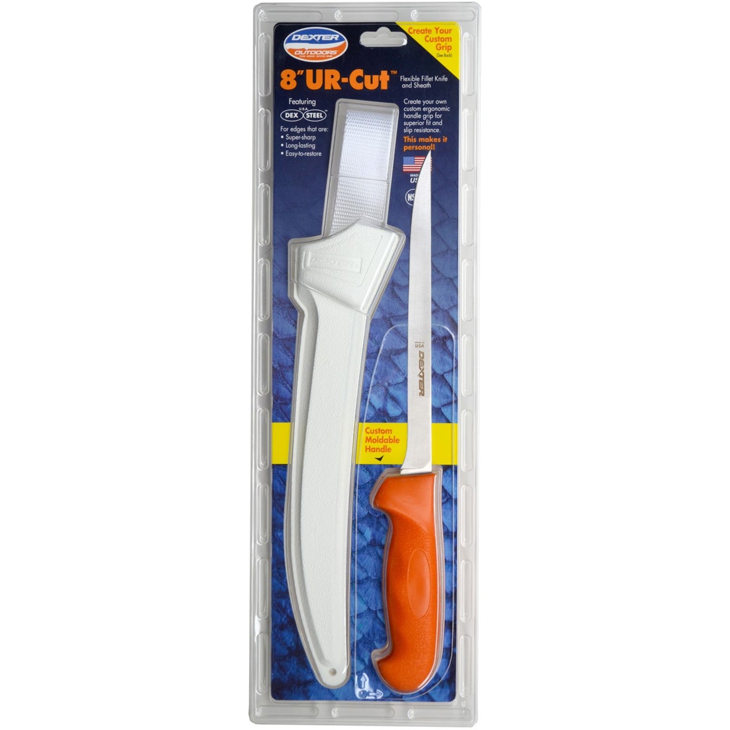 UR-CUT® Uc133-8Ws1 8"/20cm  Moldable Handle Fillet Knife With Sheath